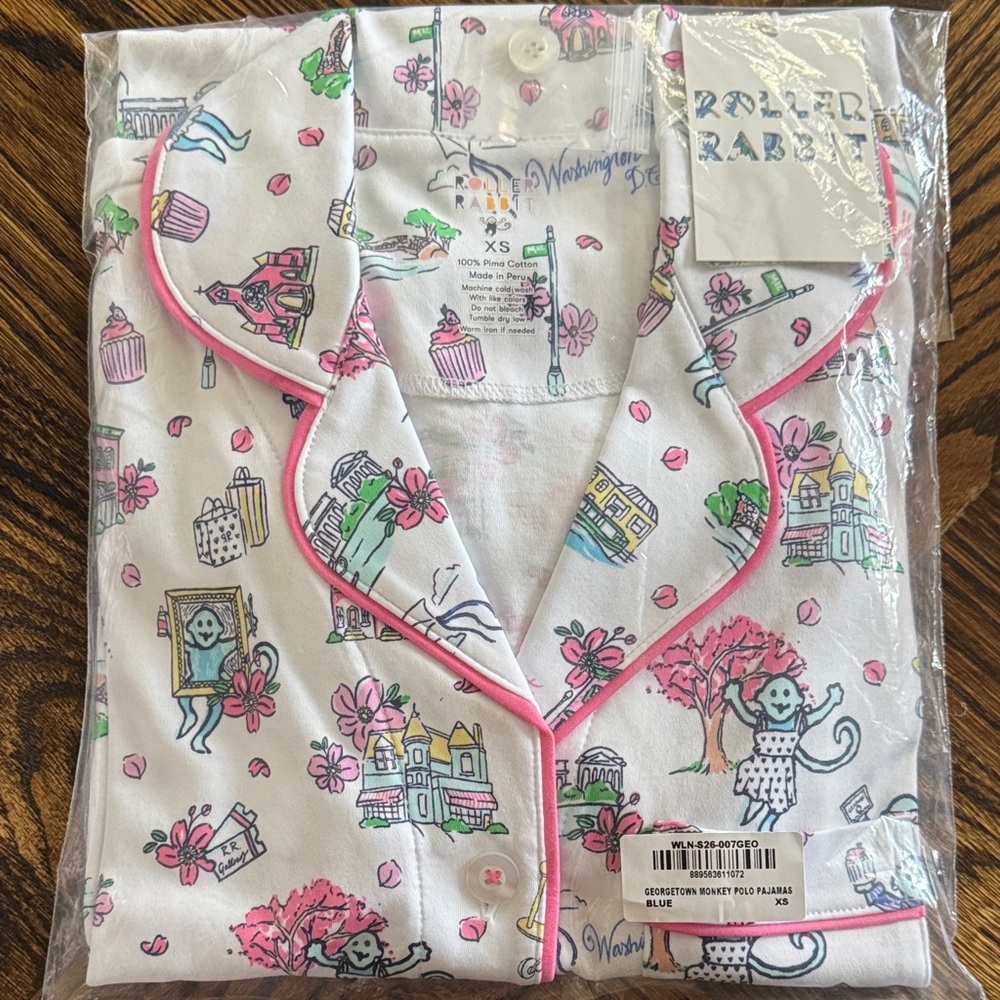NWT Roller Rabbit Georgetown Monkey print pajamas